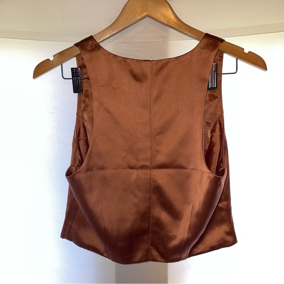 Jason Wu Vest Women's Medium Copper Bronze Sleeveless Blouse Satin Button - Picture 3 of 7